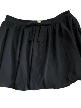 Commense black lightweight chiffon mini skirt with embellished bow